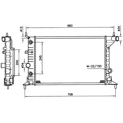 OPEL VECTRA B  1.6i, 1.6i 16V, 1.8i 16V, 2.0i 16V Radyatör 1995 Model Sonrası Otomatik/Klimalı araclara uyumludur/Orjinal no:1300158