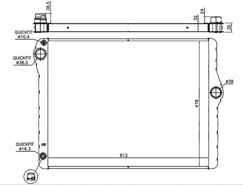 BMW F10- F11  523,528,530,730 Radyatör 2008 model sonrası manuel araçlarda uyumludur. Orjinal no: 7612954